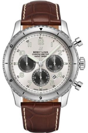 Breitling Navitimer 1 Chronograph 41 Uomo - Acciaio, Quadrante Argento, Cinturino Pelle Marrone, Ref. A13324121G1X1