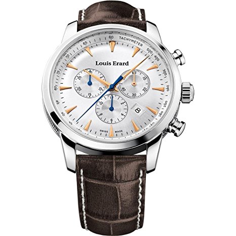 orologio pregiato Louis Erard Men's 42mm Chronograph cinturino marrone Quartz Watch 13900AA11.BDC101